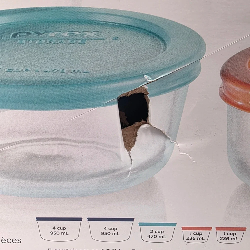 Pyrex 10 Piece Glass Food Storage Set Round Containers with Lids Multi Color